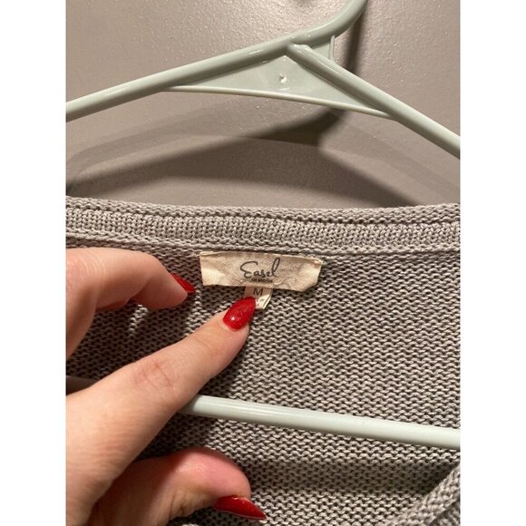 Easel Oversized Sweater M โ Raw Hem, Exposed Seams, Light Grey - Picture 6 of 7